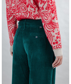 Brava - Corduroy pleated Pants Dark Green