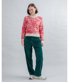 Brava - Corduroy pleated Pants Dark Green